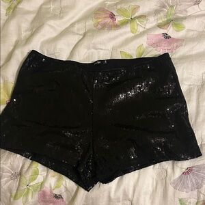 Papaya Black Sequin High Waist Shorts